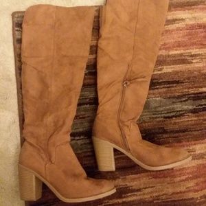Tan knee-high boots